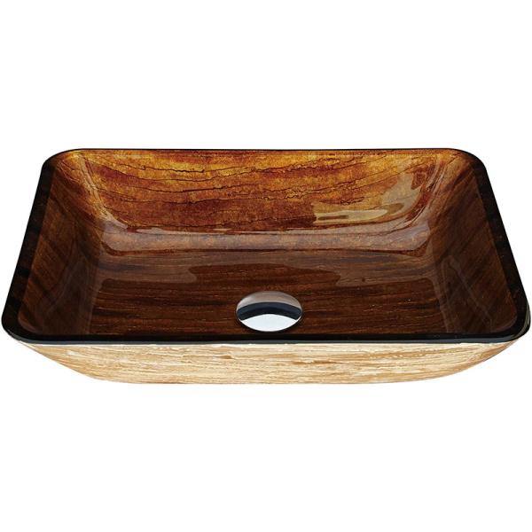 Прямоугольные тазы мытья Bathroom OEM лаяют раковина сосуда Брауна Handmade закаленная стеклянная