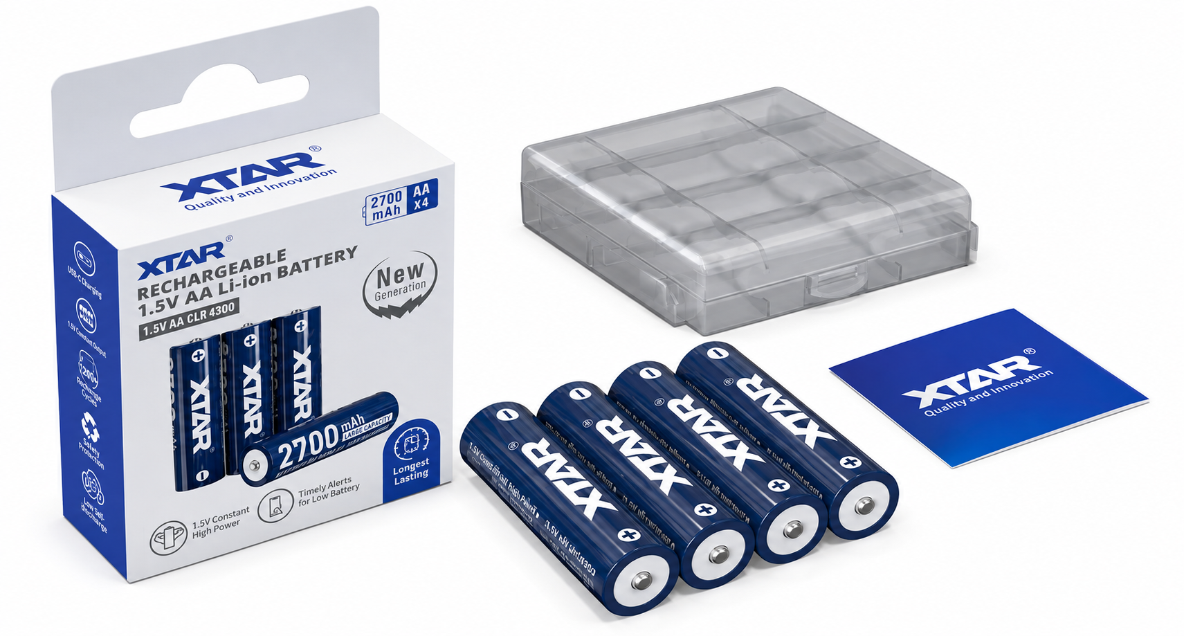 High Capacity 2700mAh AA Batteries with 1200 Cycles and Constant 1.5V Output for Reliable Power