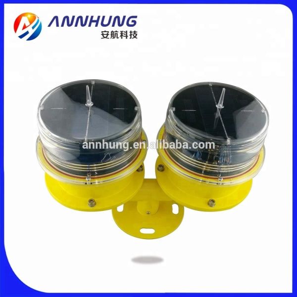 Low Intensity Solar Powered Dual Aviation Obstruction Light with 360° Horizontal Beam and IP67 Rating