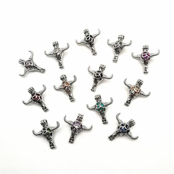 DIY Pendant Jewelry Alloy ox-head Shaped Wish Pearl Cage Pendant