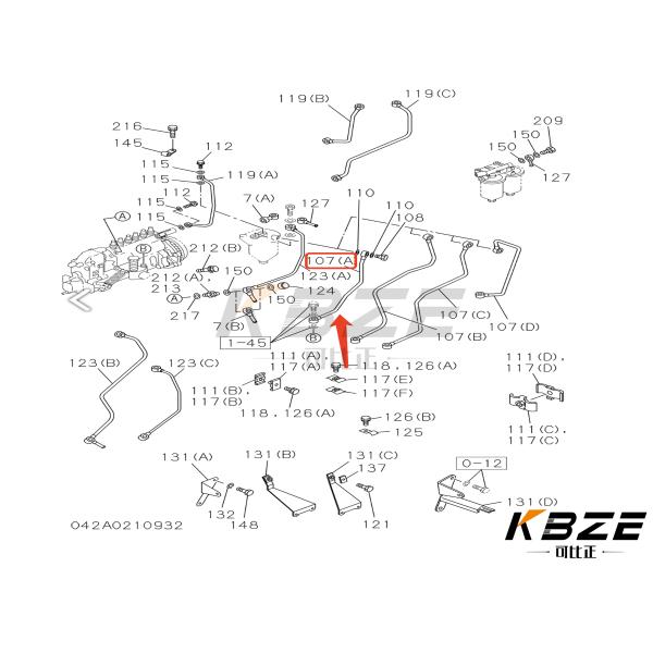 6BG1 FEED PUMP TO FILTER OIL PIPE 1-15415844-0 1154158440 FITS HITACHI EX200-3 EX200-5