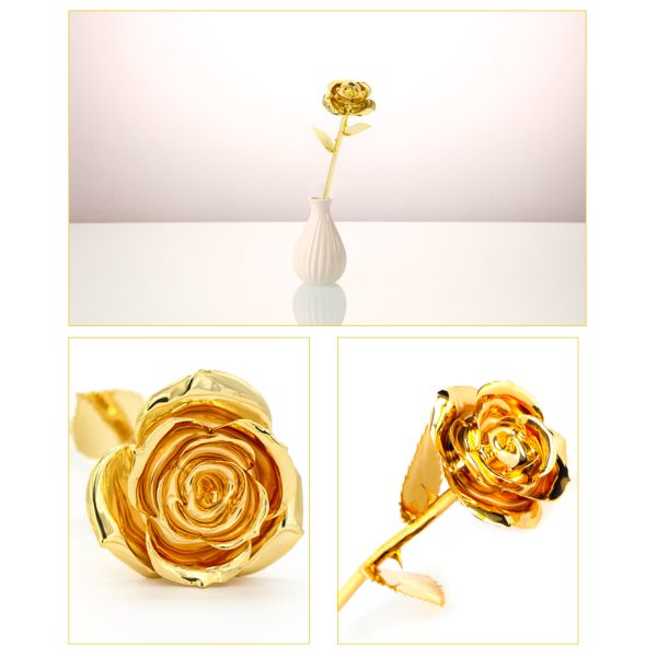 Valentine Gifts  24k  Gold Dipped  Rose with Gift Box and Artificial  Gift Flower Holiday Decoration