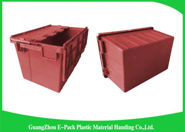 Warehouse Nestable Plastic Tote Boxes / stackable bins with hinged lids