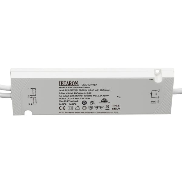 60W 24V Flicker-free Constant Voltage LED Driver Letaron Class 2 Led Power Supply