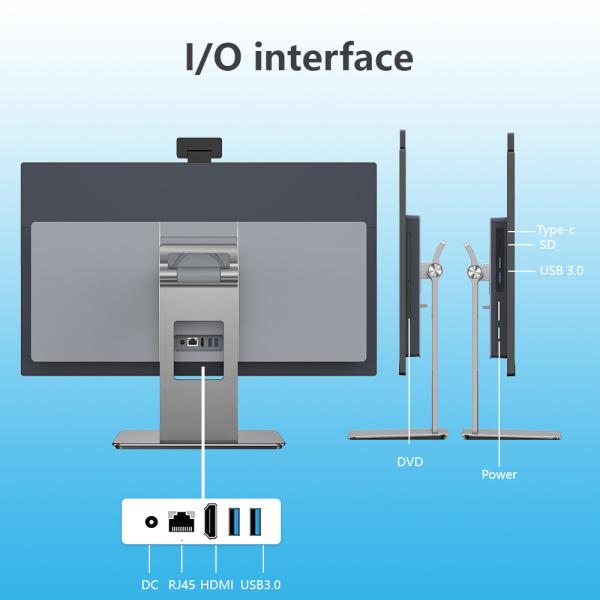 Entrada universal 23.8 pulgadas Aio Barebone Core I7 Todo en una PC para juegos Computadora LED curvada