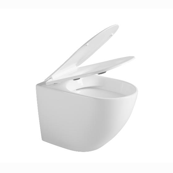 Modern Rimless Ceramic Wall Hung Toilet with Dual Flush