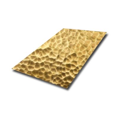 201 304 Hammered Design Stainless Steel Embossed Sheet PVD Gold color Decorative Plates