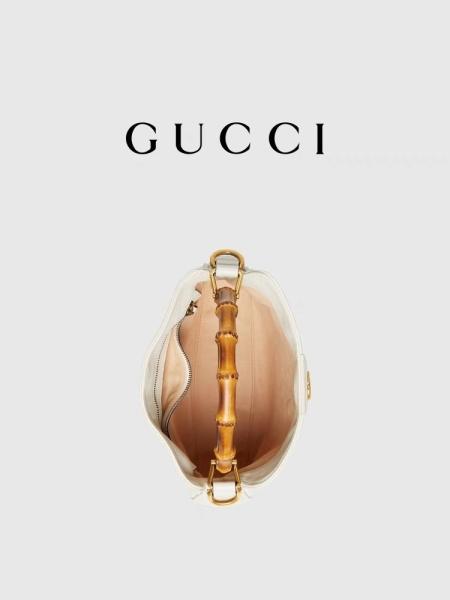 White Leather Branded Shoulder Bag Gucci Princess Diana Handbag