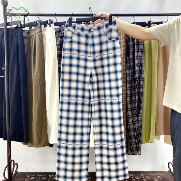 Women's Used Trousers High Waist Wide Leg Drape Second Hand Autumn Casual Pants
