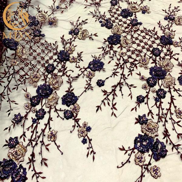 20% Polyester 3D Embroidery Lace Fabric By Handmade Beaded