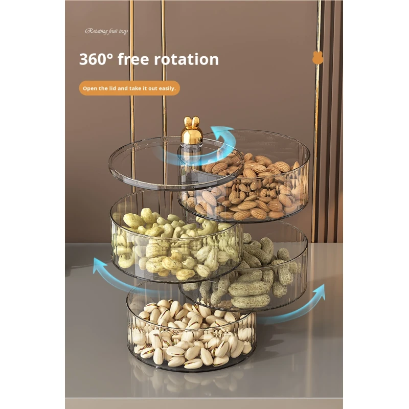 Multi-Layer Rotating Compartmentalized Modern Sustainable Round Jewelry Box Creative Plastic Food Container
