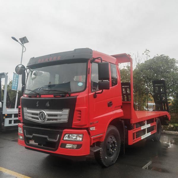 Dongfeng Self Loading Flatbed Excavator Transport Truck , Harvester Transport Truck