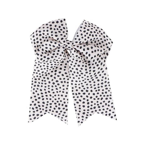 White Grosgrain Bow With Black Dot Baby Girls Hair Bows Clips Customized Hair Accessories