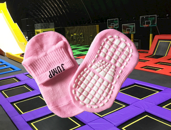 Breathable Polyester Gymnastic Grip Socks , Quick Dry Kids Non Skid Socks , Four Seasons Bounce Socks