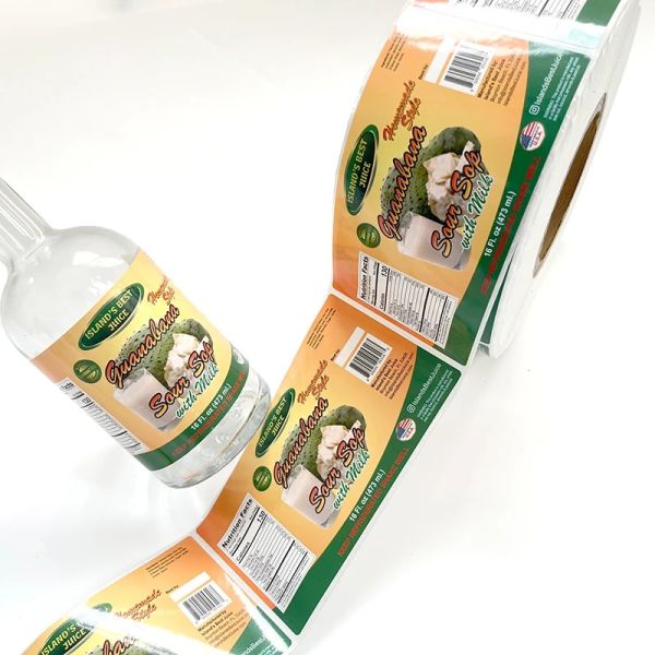 Chinese Factory Custom Vinyl Printed Waterproof Logo Stickers Custom Label Juice Water Bottle Label