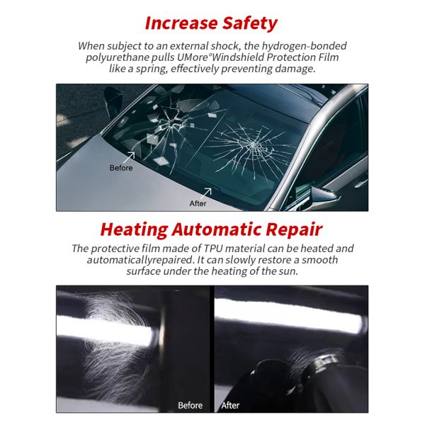 6 Mil Windshield Protection Film Self Healing TPU Nano Coated Not Yellowing