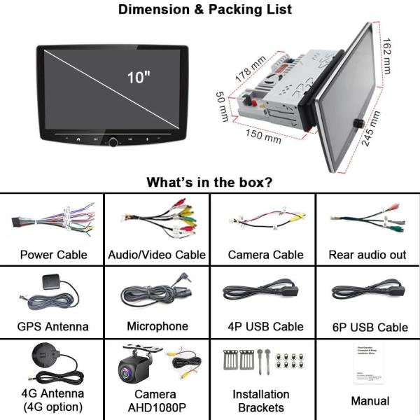 Universal 2 Din Car Stereo With GPS Android12 CarPlayer 8 Core 8G 256G 4G Head unit