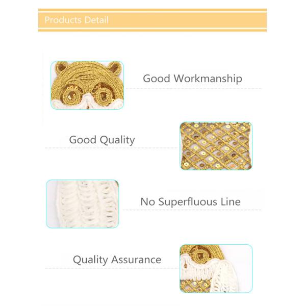 Cute Bear Sew On Embroidered Patches / Rope Patch Personalized Pattern Sequin