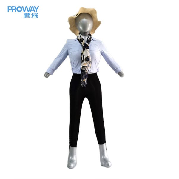 Full Body Inflatable Female Mannequin: Lightweight & Portable Clothing Display Model with Realistic Body Shape—Sleek Silver, Durable Quick-Inflate Dress Form for Retail Stores, Fashion Shows, Home Use