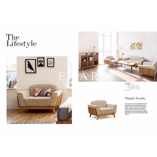 Modern Oas Wood Big Fabric Sofa Chair