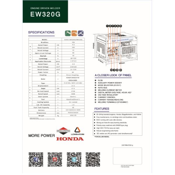 160 KG KOVO GASOLINE WELDING GENERATOR EW320G for PIPELINE WELDING