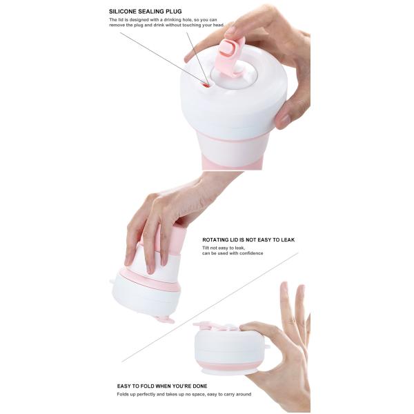 Phthalates Free 12 OZ Silicone Foldable Travel Mug