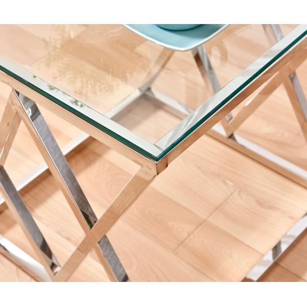 Stainless Steel Transparent Glass 13kgs Modern Side Tables