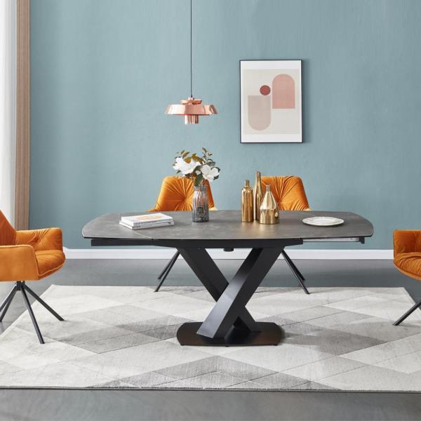 Extendable Black Marble Side Table , Multiscene Modern Dining Room Table