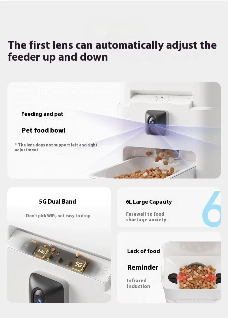 2025 Smart Pet Feeder Camera Eco-Friendly Plastic Solid Battery Charge Automatic Timed 6L Bowl Dispenser Dog Cat Tuya Video App