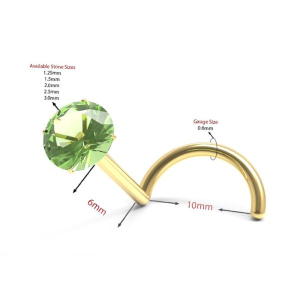 Perforation de nez d'or de la vis 18K avec 1.5mm-3mm Garnet Stone naturel
