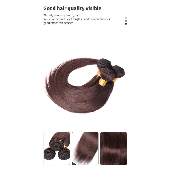 PenguBoom 16inch Color 2 Hair Bundles Dark Brown Human Hair Weave