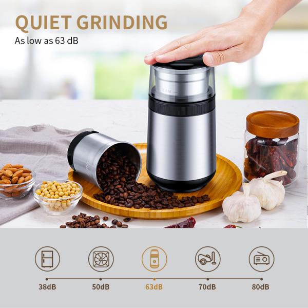 Blade Silver Portable Electric Coffee Grinder Detachable ABS Easy Operation