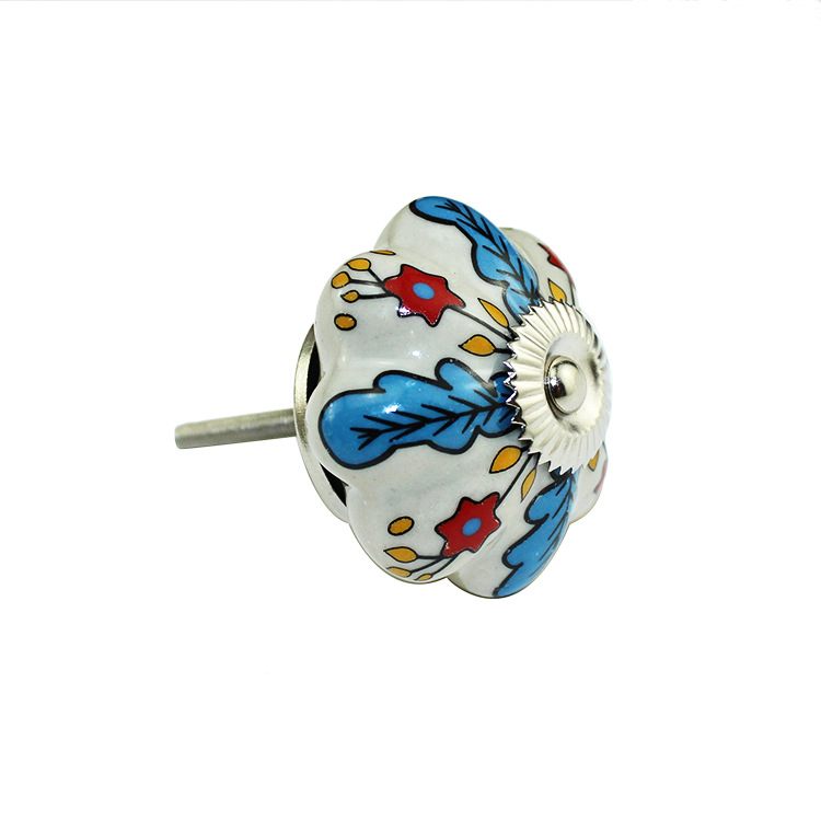 Vintage Bohemian Ceramic Petal Shape Colorful Handle Knob Kitchen Bedroom Drawer Cabinet Door Handle