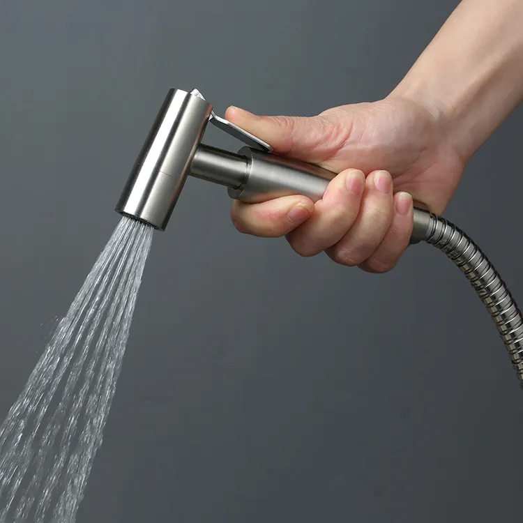 High Pressure Wall Mounted Bathroom Bidet Spay Faucet with Toilet Hand Shower Holder