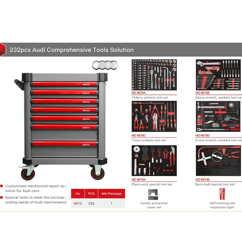 232 Pieces Audi Car Automotive Maintenance Tool Set With Aluminium Components