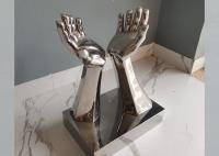 Escultura de aço inoxidável da mão do metal do contemporâneo da altura 51cm para a decoração interna