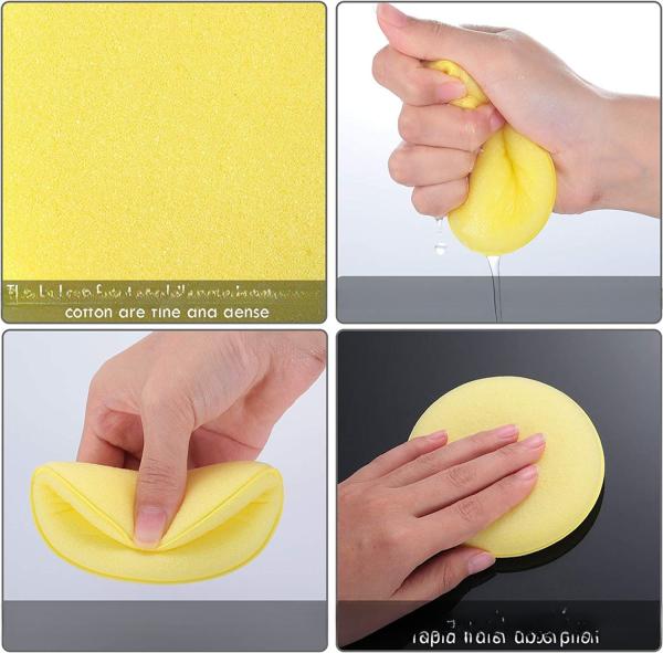 30 Pieces Wax Applicator Pads Yellow Car Polishing Pads Blue With Handle