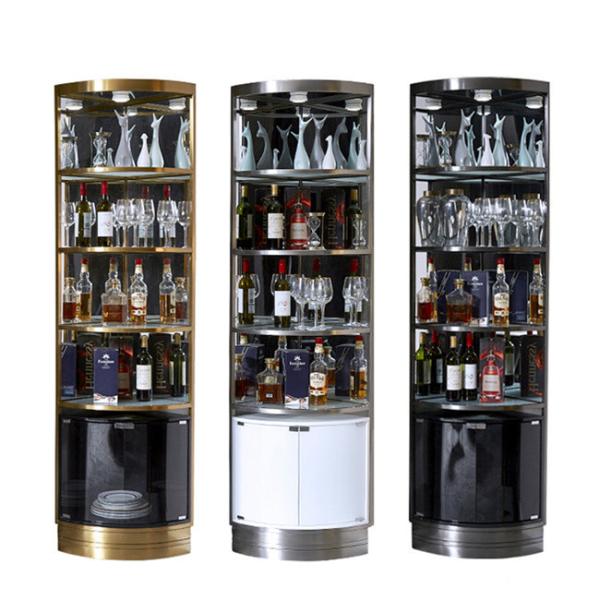 Stainless Steel Metal Frame Modern Wine Display Cabinet For Living Room