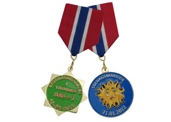 Brass / Copper / Pewter Custom Awards Medals with Soft Enamel, Gold / Copper Plated