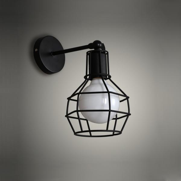 Vintage Industrial Metal Cage Led Adjustable Wall Lamp, Steel Wire Iron Wall Sconce Retro Light Edison Light Fixtures