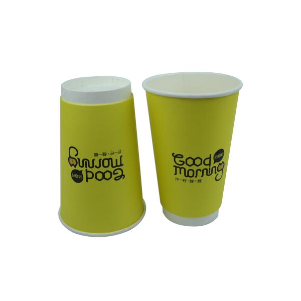 Cold Juice Insulated Disposable Coffee Cups , 500ml Shinny Surface Recyclable Paper Cups
