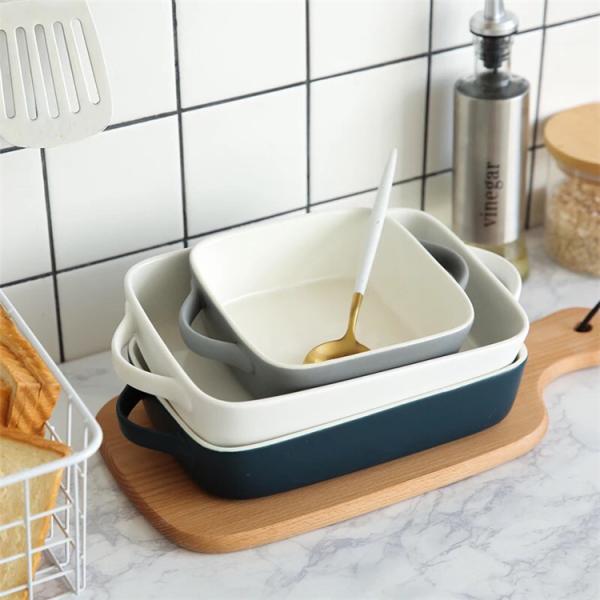 Прямоугольник блюд белой поливы керамический печь формирует для ресторанов гостиниц