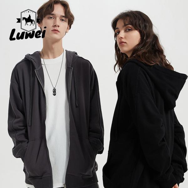 Streetwear Custom Gym Sports Premium Heavyweight Zip Plain Moletons Cotton Sweatshirt Oversize White Bulk Felpa Hoodie