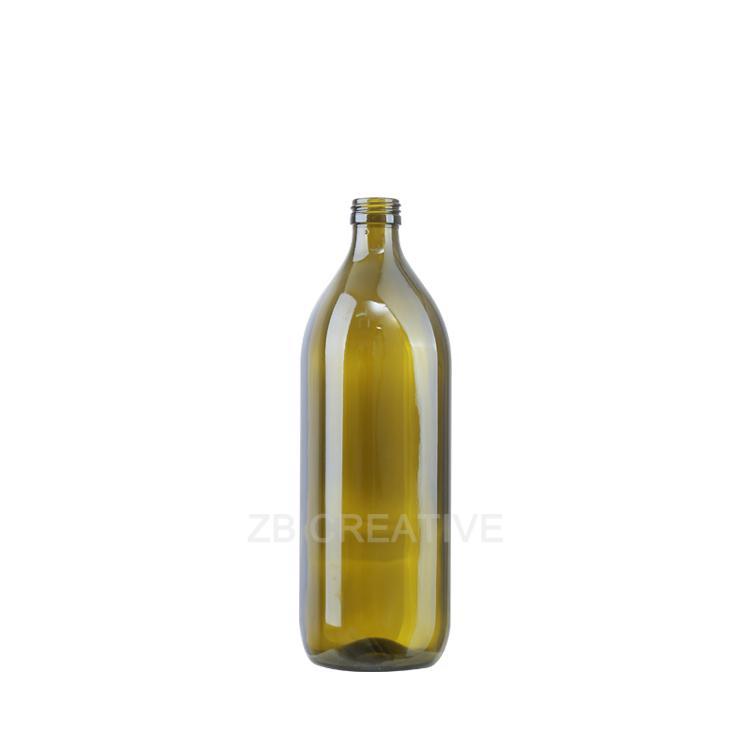 1000ml Antique Green Round Dorica Glass Bottles Screw Cap Olive Oil 542g 7842SA