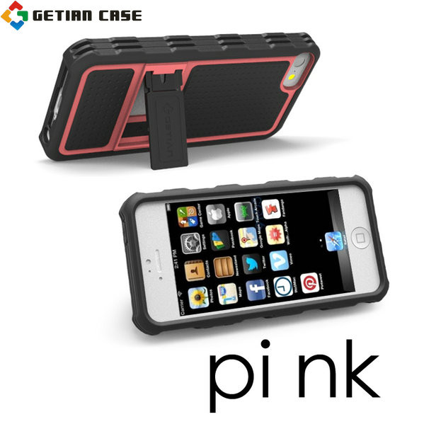 New Design PC + TPU Cell Phone Covers with Stand, Hard Case Cover for Iphone 5
