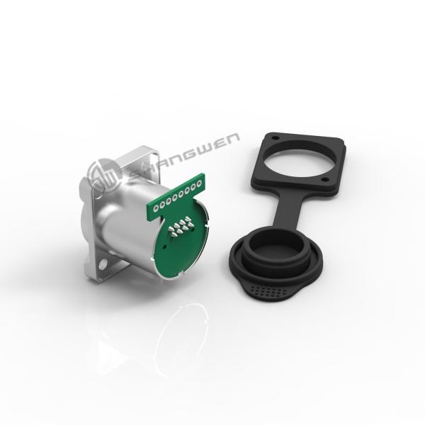 Single Row Panel Mount Ethernet Socket Waterproof IP68 RJ45 Connector