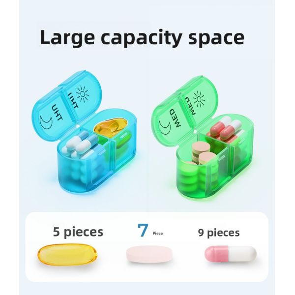 Portable Weekly Seven-Day Plastic Medicine Organizer Pill Box Two Meal Dosage Sealed Mini Compartmentalized Design JH Medibox