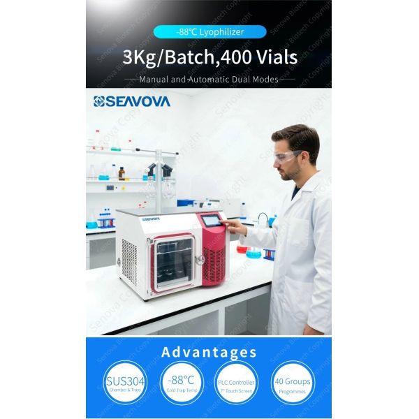 3Kg Programmable Benchtop Lyophilizer Pilot Scale Freeze Dryer
