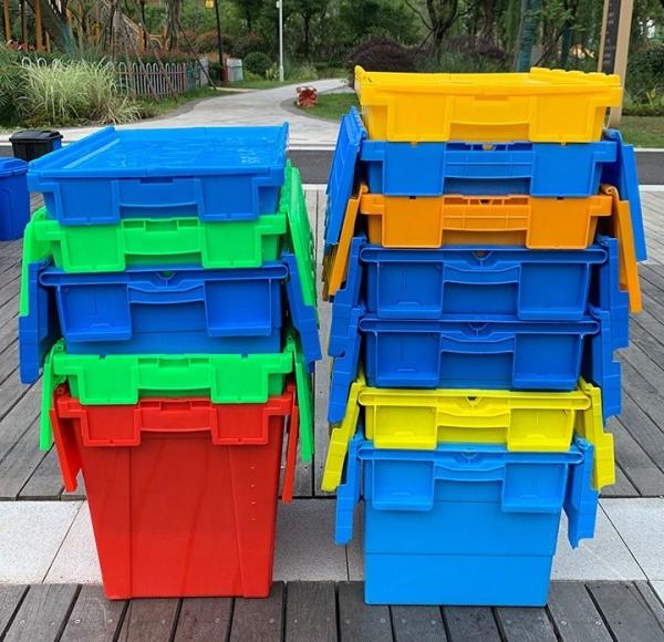 Guarde seus itens domésticos com cuidado com caixas de armazenamento de plástico de 680x430x320mm azul PP e tampa