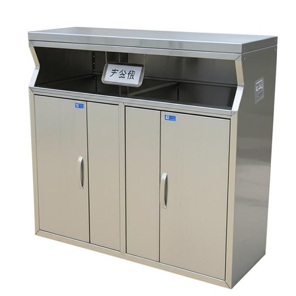 Large Outdoor Stainless Steel Trash Can with Customization Service and Non-slip Rubber Feet for Community and Park
